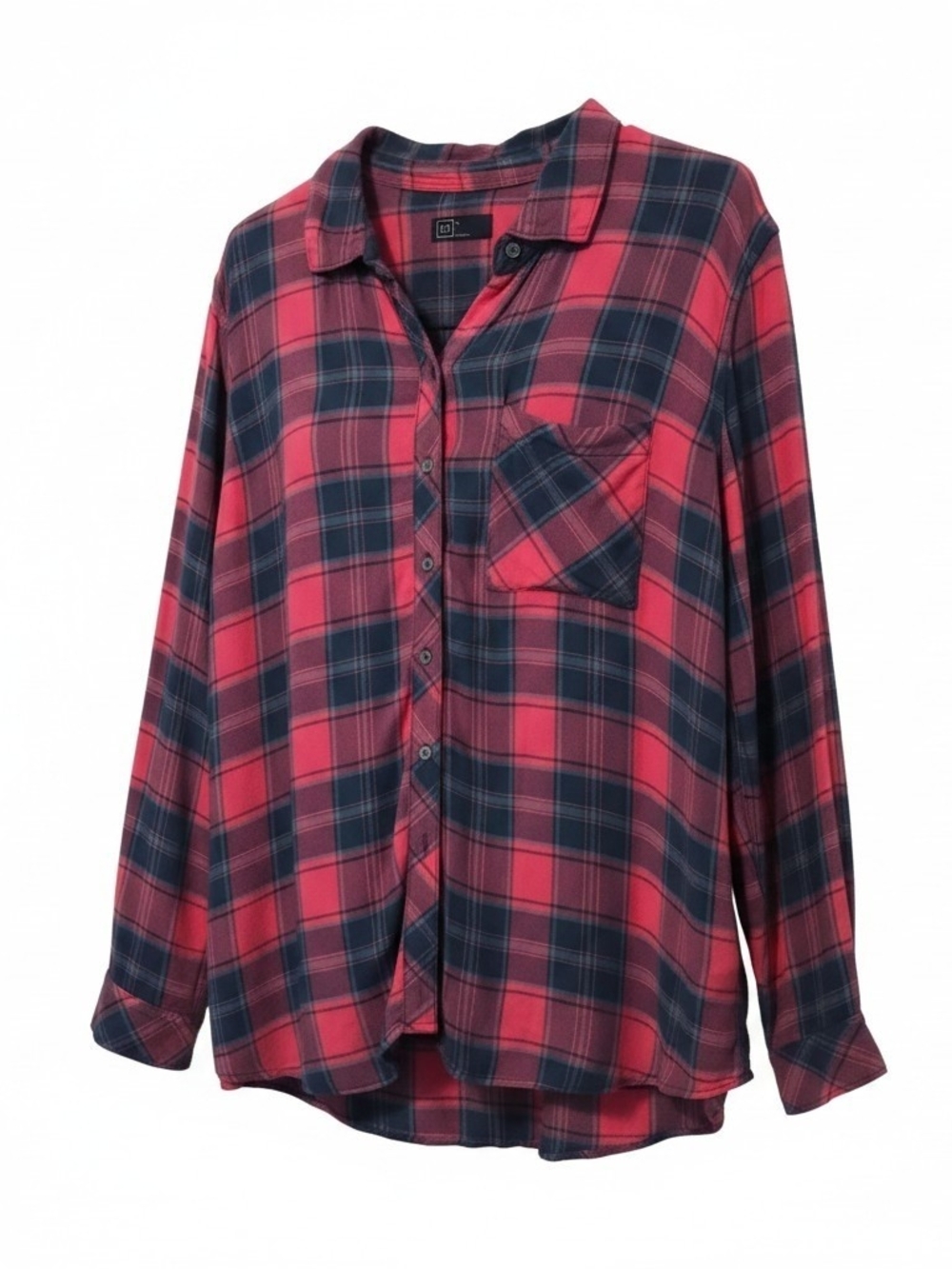 GAP Pink and Navy Plaid Button-Down Shirt